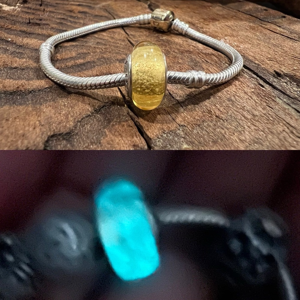 Authentic Pandora Disney Belle's Signature Color Murano Charm Princess Glows